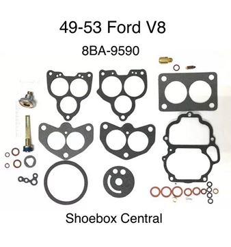 1949-1950-1951-1952-1953-ford-flathead-v8-carb-carburetor-rebuild-kit-94-two-2-barrel 8BA-9590 59A-9590 1949 1950 1951 1952 1953 Ford Flathead V8 Carburetor Carb Rebuild Overhaul Kit