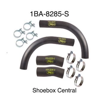 1949-1950-1951-1952-1953-ford-flathead-v8-script-radiator-hose-kit 1BA-8285-S 1949 1950 1951 Ford Flathead V8 Radiator Hose and Clamp Kit