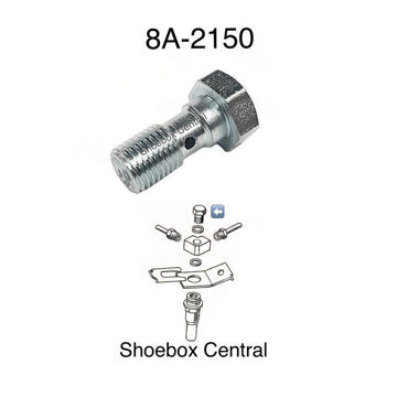 1949-1950-1951-ford-left-front-brake-line-fitting-banjo-bolt 8A-2150 1949 1950 1951 Ford Left Front Drivers Side Wheel Brake Fitting Banjo Bolt