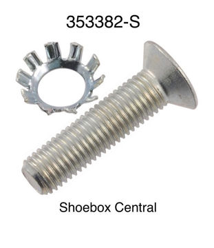 1950-1951-1952-1953-1954-ford-mercury-door-latch-striker-plate-screw-washer 353382-S 1949 1950 1951 1952 1953 1954 Ford Door Striker Plate Screw