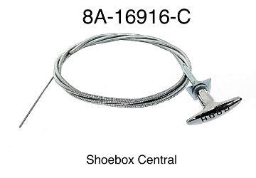 1949-1950-1951-ford-mercury-hood-release-pull-cable 8A-16916-C 1949 1950 1951 Ford Mercury Hood Release Cable