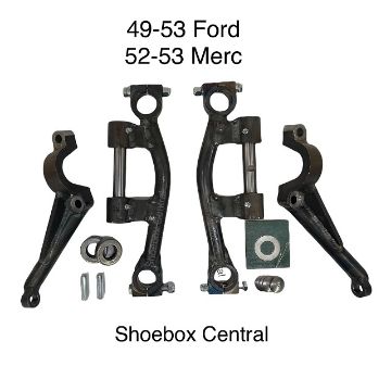 1949-1950-1951-1952-1953-ford-shoebox-dropped-spindle-uprights-steering-arms 1949 1950 1951 1952 1953 Ford Mercury Dropped Spindles Uprights