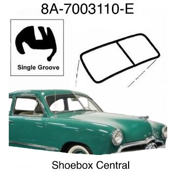 1949-1950-1951-ford-closed-car-single-groove-rubber-windshield-weatherstripping-seal 8A-7003110-E 1949 1950 1951 Ford Single Groove Windshield Rubber Seal Weatherstrip Gasket