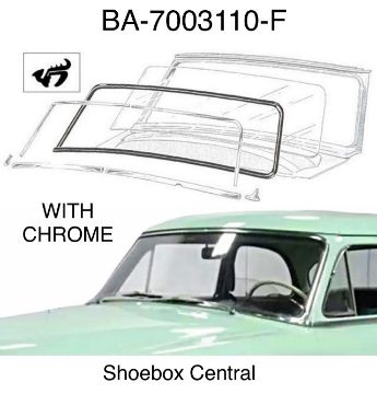 ba-7003110-f-1952-1953-1954-ford-customline-windshield-weatherstripping-seal-rubber-with-chrome BA-7003110-F 1952 1953 1954 Ford Custom,line With Chrome Windshield Rubber Seal Weatherstrip