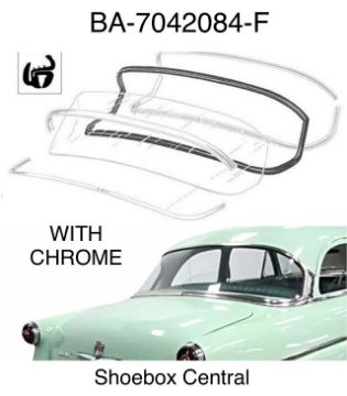 BA-7042084-F 1952 1953 1954 Ford Customline Sedan with Chrome Rear Back Window Rubber Weatherstrip Seal BA-7042084-F 1952 1953 1954 Ford Sedan With Chrome Back Rear Window Rubber Seal Weatherstrip