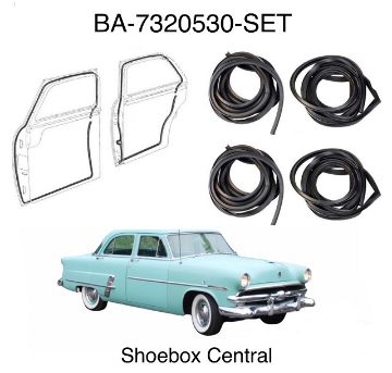 ba-7320530-set-1952-1953-1954-ford-4-four-door-weatherstripping-seal-rubber-kit BA-7320530-SET 1952 1953 1954 Ford 4 Door Sedan Roor Rubber Weatherstripping Kit Set