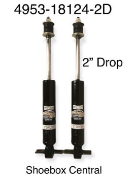 1949-1953-ford-2-inch-dropped-front-shocks 4953-18124-2D 1949 1950 1951 1952 1953 Ford Drop Dropped Lowered Shock Shocks Absorber