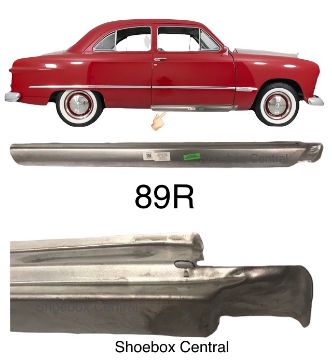 1949-1950-1951-ford-2-two-door-right-hand-passenger-side-rocker-panel 89R 1949 1950 1951 Ford Two Door Tudor Coupe Right Hand Passenger Side Rocker Panel