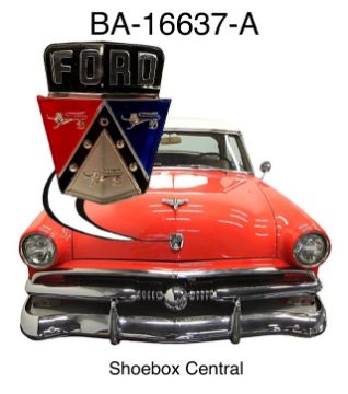 ba-16637-a-1952-1954-ford-hood-emblem BA-16637-A 1952 1953 1954 Ford Hood Ornament Badge Crest Medallion Insert