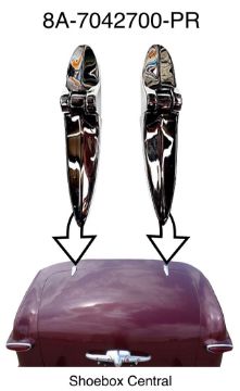 1949-ford-chrome-trunk-deck-boot-lid-hinges-new 8A-7042700-PR 1949 Ford Passenger Car Trunk Deck Boot Lid Chrome Hinges Pair NEW