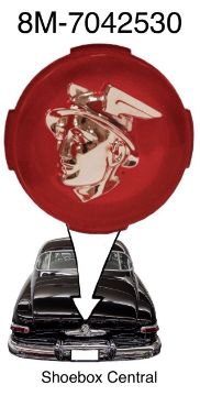 8m-7042530-1949-mercury-trunk-deck-boot-lid-handle-plastic-emblem-ornament-badge-medallion 8M-7042530 1949 Mercury Trunk Lid Plastic Emblem Insert Mercury Head